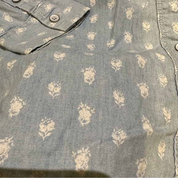 Madewell Women’s Cotton Chambray Denim Jean Light Wash Floral Button Down Shirt - Picture 7 of 8
